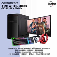 Gaming Computer Set ( AMD Atlon 3000G / Gigabyte A520Mk MotherBoard / 8GB Ram DDR4 256GB SSD / 21.5 