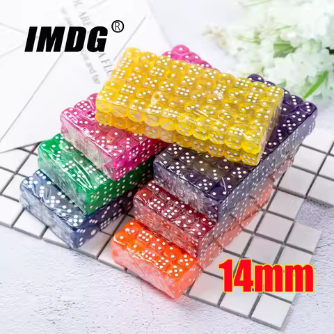 100pcs/pack Colors Acrylic Dice 14mm Transparent Round Corner High Quality Bar ktv Game Dice