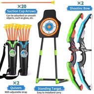 24 小时发货Outdoor Game Toys Light-up LED 20 Arrows Standing Target Quive Toy Bow and Arrow Archery Toy Set for Kids WVWEBJ