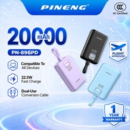 3C CCC Pineng PN-896PD 22.5W 20000mAh Powerbank Fast Charge Detachable Cables PN896 Pineng Powerbank