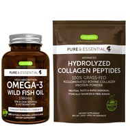 High Absorption Omega-3 Wild Fish Oil & Advanced Hydrolyzed Collagen Peptides Bundle, 1000mg EPA & D