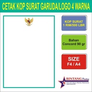 Cetak Kop Surat Hot print poli Logo Garuda 4 warna cetak 1 wrn + embos