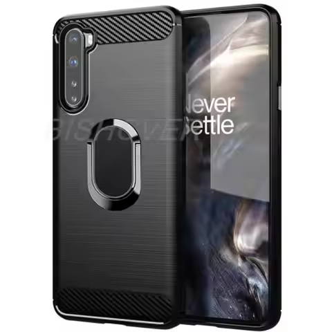 For Oneplus Nord 1+Nord Brushed Carbon Fiber Soft Silicone Phone Case For Oneplus Nord Magnetic Ring