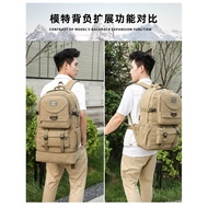 Backpack Men Canvas Backpack Travel Super Large Capacity Luggage Bag Expandable 70 Liter Travel Bag 