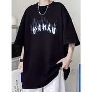 T-shirt with beautiful Japanese letter pattern, loose-fitting, loose-fitting loose-fitting shirt for
