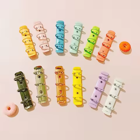 A8 Stationery Binding Clip Elastic O-shaped Multi-color Adjustable Iron Clip Mini Loose Leaf 3-hole 