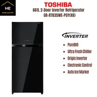 Toshiba 661L 2-Door Inverter Auto Ice Maker Glass Door Refrigerator GR-RT835WE-PGY(XK)
