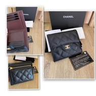 chanel trifold wallet black caviar ghw