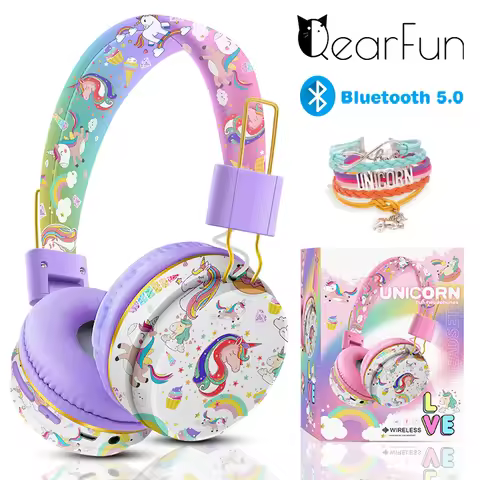 Kids Headphones Unicorns Wireless Headphones Cute Bluetooth Wireless Headphones for Children Stereo 