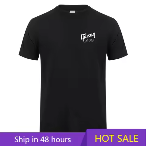 Gibson Les Paul T Shirt Summer Men Short Sleeve Cotton Gibson Tshirts Man Tops Tee