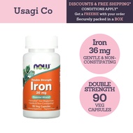 NOW Foods, Iron, Double Strength, 36 mg, Ferrochel Iron Bisglycinate, Gentle, 90 Veg Capsules