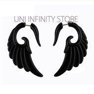 JWER0021 Men's Punk Black Wings Tribal Earrings Wanita Black Wings Tribal Punk Earrings
