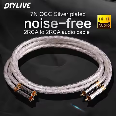 Single Crystal Copper Silver Plated HiFi RCA Audio Signal Cable Double Core Double Shield Lotus Head