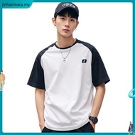 ZEKE A0038 Men's T-shirt Embroidered Logo Raglan Sleeve T-shirt Lelaki Lengan Pendek Baju