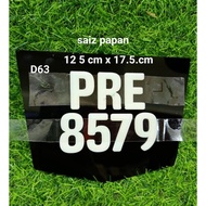 White rear motorcycle number plate (1.5 inches high): D63