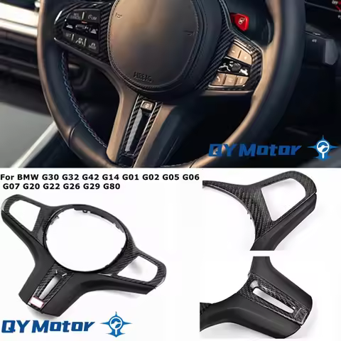 Real Carbon Fiber Steering Wheel Trim Cover For BMW 1 2 3 4 5 Series G30 G32 G42 G14 G01 G02 G05 G06