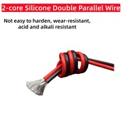 2-core dual parallel high temperature silicone wire 26 24 22 20 18 16 14 12AWG high temperature resi