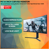 Mi Curved Gaming monitor 34 1500R Curvature 121%RGB 144Hz Refresh Rate UltraWide Screen 21:9 Premium PS4 E-sports Desktop