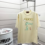 2026GUCCI Baju-T Bercetak Lelaki dan Wanita, Baju-T Mewah, Baju-T Pasangan, Baju-T Lengan Pendek, Ga