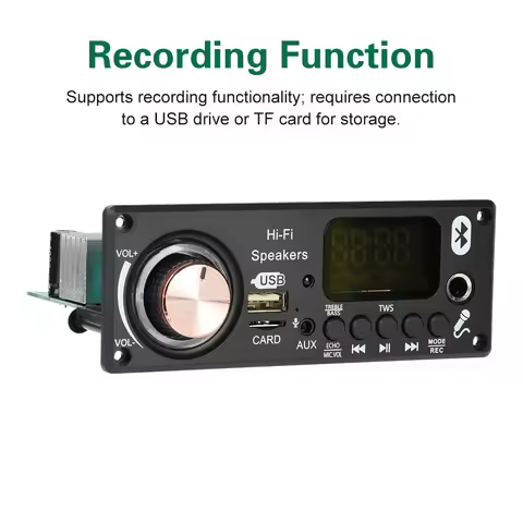 2*100W MP3 Bluetooth Decoding Board TPA3116D2 Amplifier for Car Audio BT 5.3 TWS Stereo Wireless Sup