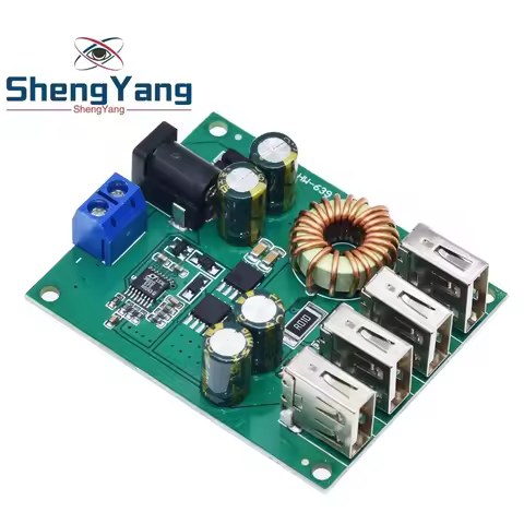 TZT 1/2PCS DC DC 7V-60V to 5V 5A 4 Four USB Output Buck Converter Board Step Down Power Supply Modul