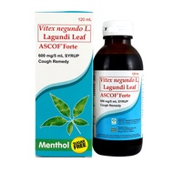 Ascof Forte Vitex negundo L. Lagundi Leaf  600mg/5mL 120mL Sugar-Free Syrup Menthol