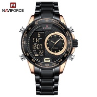 Naviforce นาฬิกาควอตซ์2022สำหรับผู้ชายนาฬิกาข้อมือกีฬากันน้ำหน้าจอคู่สินค้ามาใหม่ปี NF9199