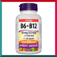 Webber Naturals - 三重功效配方 維他命 B6+B12+葉酸 120 粒 懷孕備孕胎兒發展 平行進口 (參考效期:01/2027*)