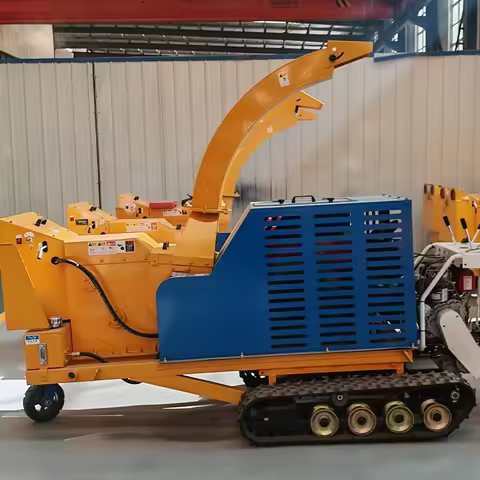 Vertical 8 Inch Diesel Hydraulic Wood Chipper Self Feeding Mobile Wood Shredder Heavy Duty Garden Nu