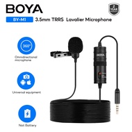 BOYA BY-M1 Lavalier Lapel Clip-on Microphone 3.5mm TRRS 6M Mic for iPhone Android Smartphone PC DSLR Camera YouTube Recording Streaming