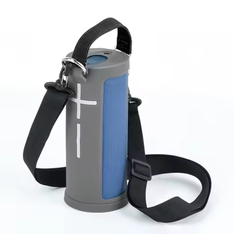 Shockproof Silicone Case with Portable PU Strap Portable Travel Carrying Case for UE Boom 3 Speaker,