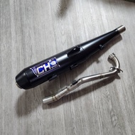 CH ท่อชาญสปีด WAVE125ปลาวาฬ 2018-2023 ***รุ่นกันร้อน2รู***  + จุดลดเสียง คอท่อลายป้อง ***มี มอก***