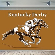 Fanghui 7 * 5ft Kentucky Derby Photography Backdrop Ochre Background Running Horses Backdrops for Ph