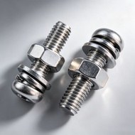 304 Stainless Steel Phillips Round Head Screw Nut Screw Washer Set M6/M8/M10