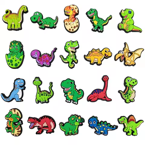 Cute Dinosaur Shoe Charms for Crocs Accessories Charms Clogs Bubble Slides DIY Shoe Decoration Buckl