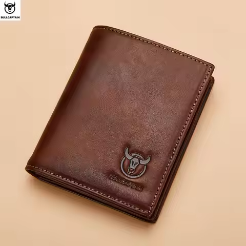 BULLCAPTAIN New 100% Leather Men's Wallet High Quality Product Leather Men's Wallet Multifunctional 