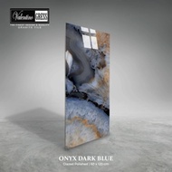granit 60x120 onyx dark blue motif marmer by Valentino gres lantai