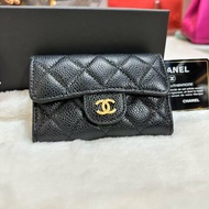CHANEL Caviar魚子醬牛皮 Classic Flap Card Holder 金扣卡片套黑色/散紙包