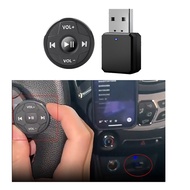 Car USB AUX Receiver Wireless Bluetooth Media Button Car Steering Wheel Multifunction Button Car Multifunction Remote Control