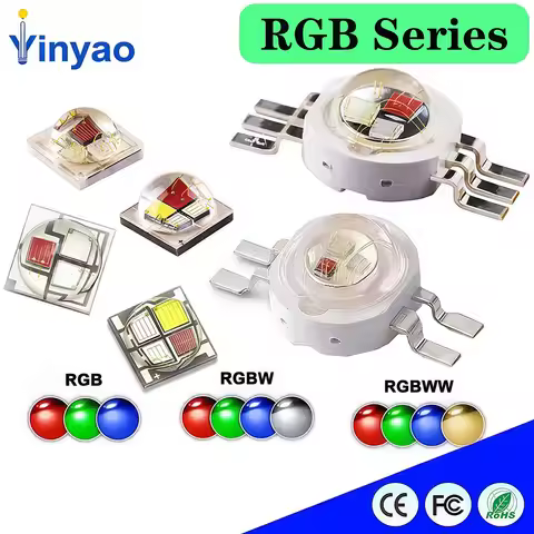 5-10Pcs LED RGB RGBW RGBWW RVW RYW VGB 3W 4W 6W 9W 12W SMD 5050 High Power Bead 4Pin 6Pin 8Pin Color