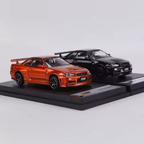 SHADOW 1:64 Scale Skyline R34 Z-tune Alloy Simulation Car Model Collection Decorated Holiday Gifts T
