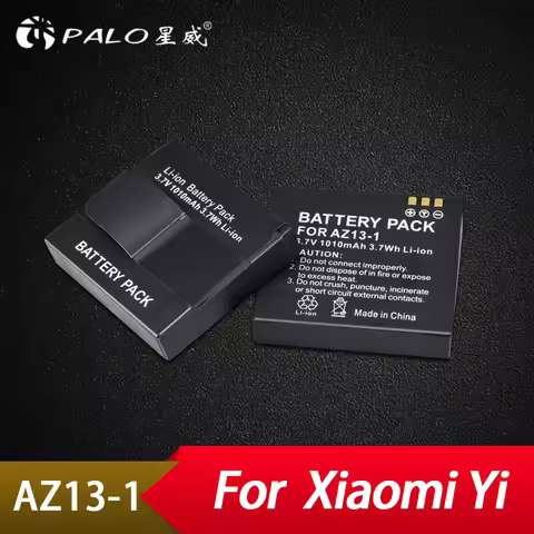 Palo 2Pcs XIAOYI AZ13 Rechargable Li-ion Battery For Xiaomi Yi Action Camera 3.7v 1010mAH Xiaomiyi S