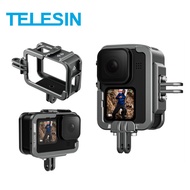 TELESIN Aluminium Alloy Frame Case For GoPro 9 10 11 Double Clod Shoe Protective shell For GoPro Hero 9 10 11 Accessories