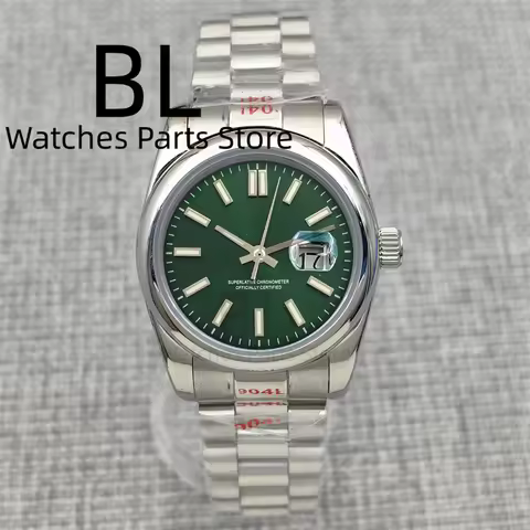 BLIGER 31mm NH05 Lady's NH05 Mechanical Wristwatches Polished Bezel Sapphire Glass Green Dial Stick 