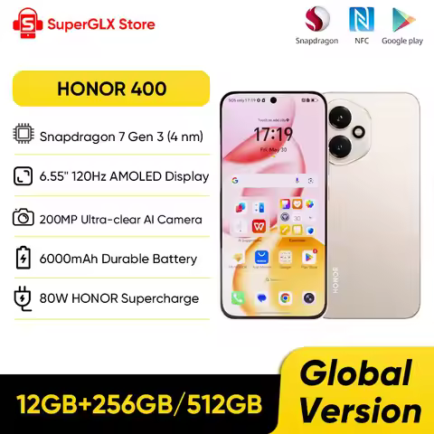 Original HONOR 400 Global Version 5G Smartphone 6.55" 120Hz AMOLED Display Snapdragon 7 Gen 3 200MP 