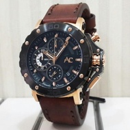 Alexandre Christie Original AC9205MC (AC collection) Jam Tangan Pria leather strap coklat tua rose g