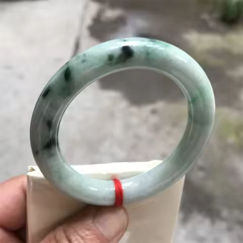 53.5mm Natural Green Jadeite Jade Bracelets Burma Emerald Jade Bracelet Bangle