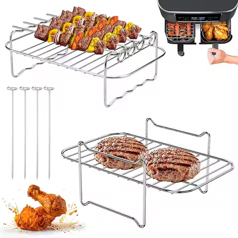 Rectangle Air Fryer Accessories Stainless Steel Airfryer Grill Rack for Ninja Dual Zone 3.7-5.8Qt Ba