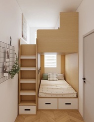 訂製多功能衣櫃儲物床 全屋定制  雙層床  兒童房設計 children's bed 支持上門度尺 免費設計 訂製衣櫃組合床 高架床 上床下衣櫃 書枱衣櫃一體床 desk, wardrobe, and