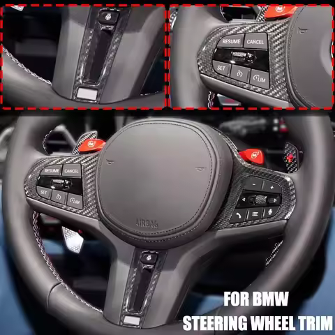 Carbon Fiber Steering Wheel Cover Trim Decor For BMW 1 2 3 4 5 6 7 8 Series Sport X3 X4 X5 X6 G20 G2